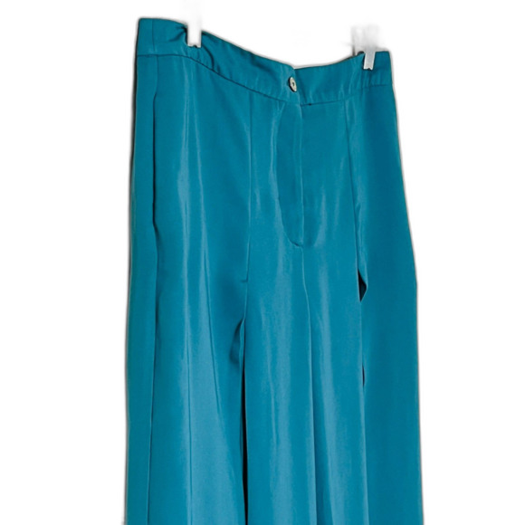 Forest Green Ultra Wide Leg Flowy Rayon Career Work Trousers Size 30 (10) EUC - Picture 2 of 8